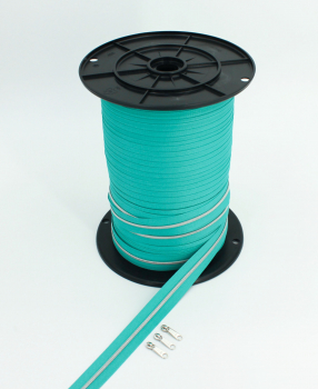 Endlosreißverschluss metallisiert schmal mint/ silber (1m)